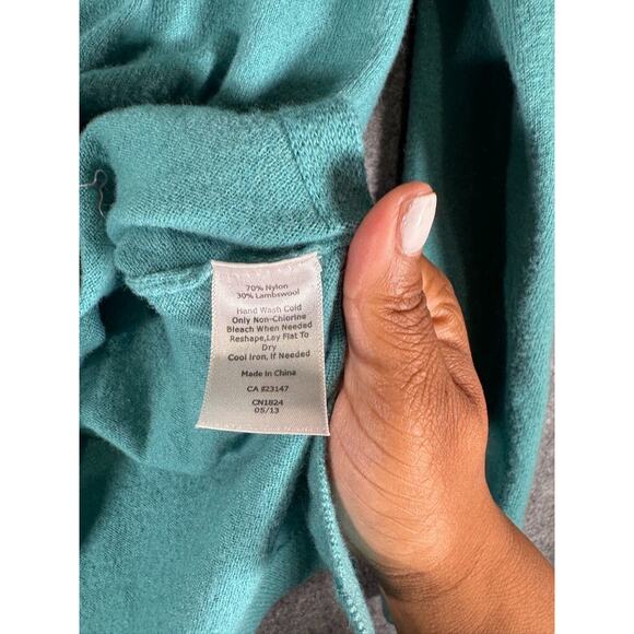 Talbots Sweater Women Medium Green Crewneck Wool Pullover Quiet Luxury Minimalis - Picture 3 of 7